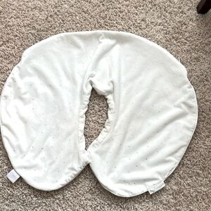 White with silver polka dots Boppy cover from Pottery Barn Kids